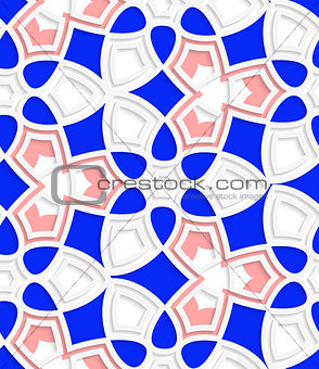 Pink and blue geometrical floral seamless pattern