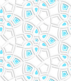 White  geometrical floristic net blue inside details seamless pa