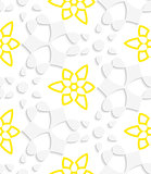 White  geometrical floristic with yellow layering seamless patte