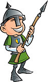Cartoon friendly spear holder with helmet