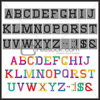 alphabet in the abstract and retro style