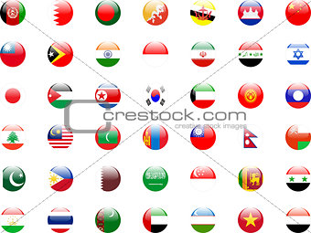 buttons with asian flags