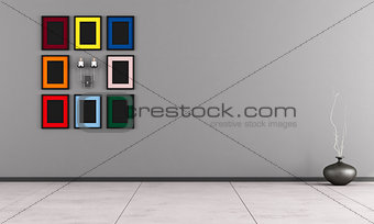 Minimalist room with colorful frame