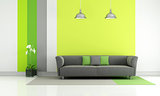 Green and gray living room