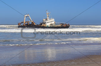 Shipwreck on a beach, Skeleton Coast