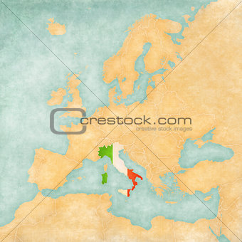 Map of Europe - Italy (Vintage Series)