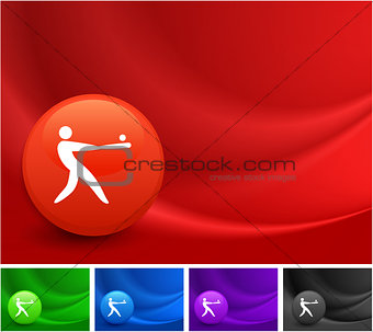 Baseball Icon on Multi Colored Abstract Wave Background