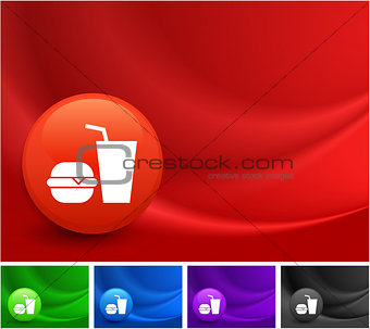Fast Food Icon on Multi Colored Abstract Wave Background