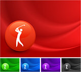 Golf Icon on Multi Colored Abstract Wave Background