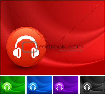 Headphones Icon on Multi Colored Abstract Wave Background