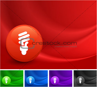 Fluorescent Light Bulb Icon on Multi Colored Abstract Wave Backg