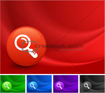 Magnifying Glass Icon on Multi Colored Abstract Wave Background