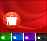 Pot Icon on Multi Colored Abstract Wave Background