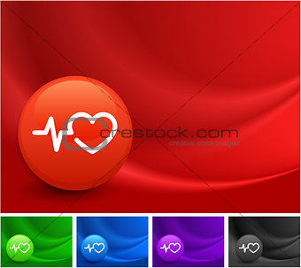 Pulse Heart Rate Icon on Multi Colored Abstract Wave Background