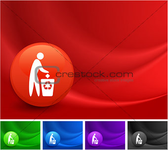 Recycle Trash Icon on Multi Colored Abstract Wave Background