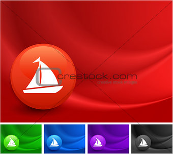 Sailboat Icon on Multi Colored Abstract Wave Background