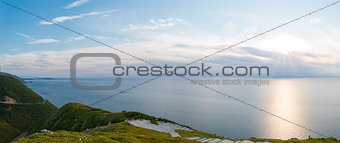 Panorama of Cabot Trail from Skyline Trail look-off 