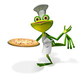 frog chef with pizza
