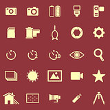 Camera color icons on red background