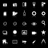 Camera icons with reflect on black background