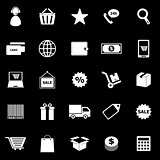 E-commerce icons on black background