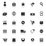 E-commerce icons with reflect on white background
