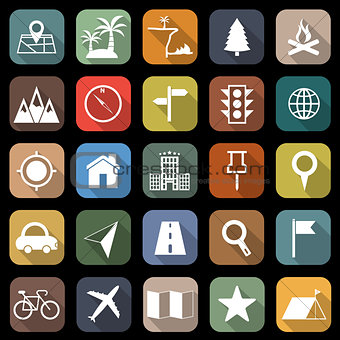Location flat icons with long shadow