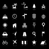 Location icons with reflect on black background