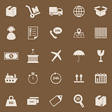 Logistics color icons on brown background