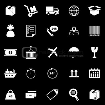 Logistics icons on black background