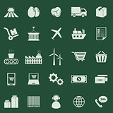 Supply chain color icons on green background
