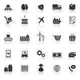 Supply chain icons with reflect on white background