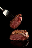 juicy steak with fork