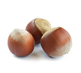 Closeup image of Hazelnuts Isolated on White Background