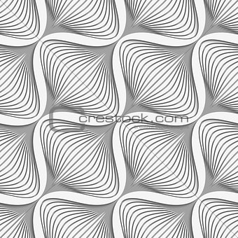 White diagonal wavy net layered on gray seamless pattern