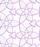 White floristic swirl with purple outline seamless pattern