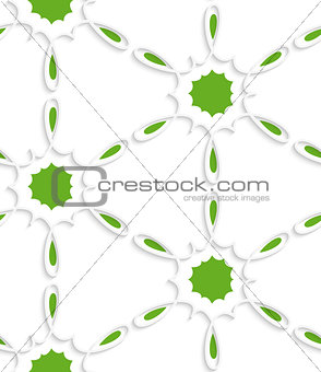 White simple flower swirl with green inside seamless pattern