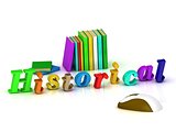 historical 3d inscription bright volume letter and textbooks