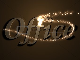 office- 3d inscription with luminous line with spark