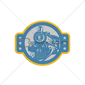 Metallic Steam Train Locomotive Front Retro