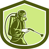 Pest Control Exterminator Spraying Shield Retro 