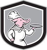 Pig Chef Cook Holding Dish Cartoon