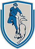 Policeman With Police Dog Canine Crest Retro