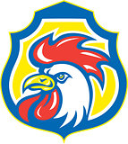 Chicken Rooster Head Mascot Shield Retro
