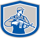 Soldier Military Serviceman Rifle Side Crest Retro
