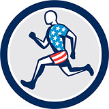 American Sprinter Runner Running Side View Retro