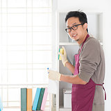 Asian man housekeeping