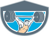 Weightlifter Lifting Barbell Shield Retro