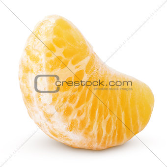 Slice of mandarin orange fruit (tangerine) isolated on white