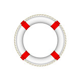 White life buoy with rope around